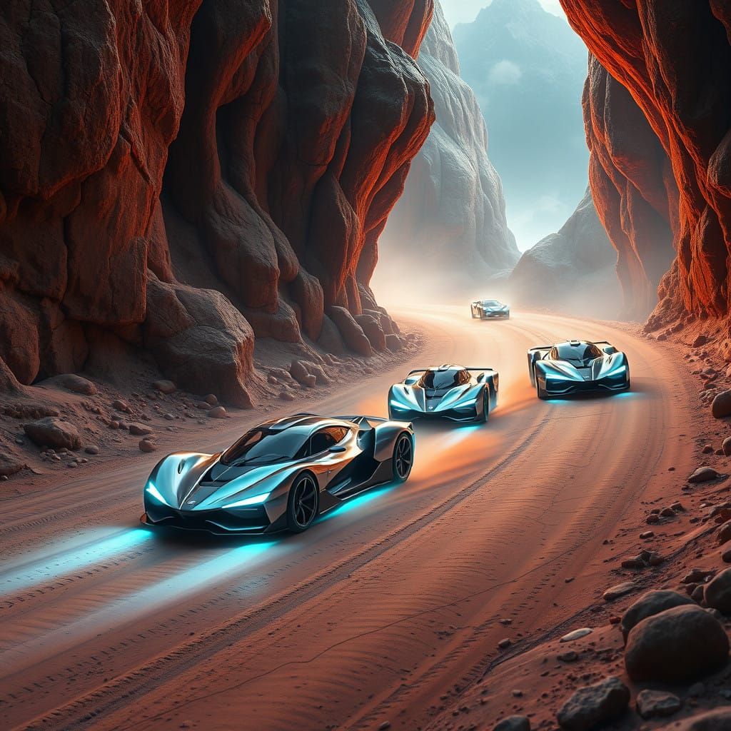 Hypercars Speed Down a Twisted, Neon-Lit Off-Road Track