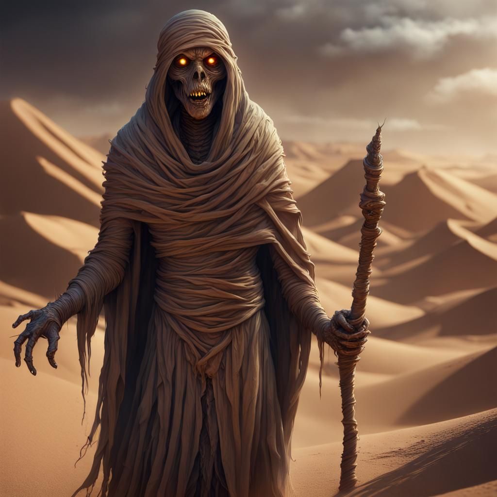 Mummies in Desert Wind Storm: Fantasy Concept Art