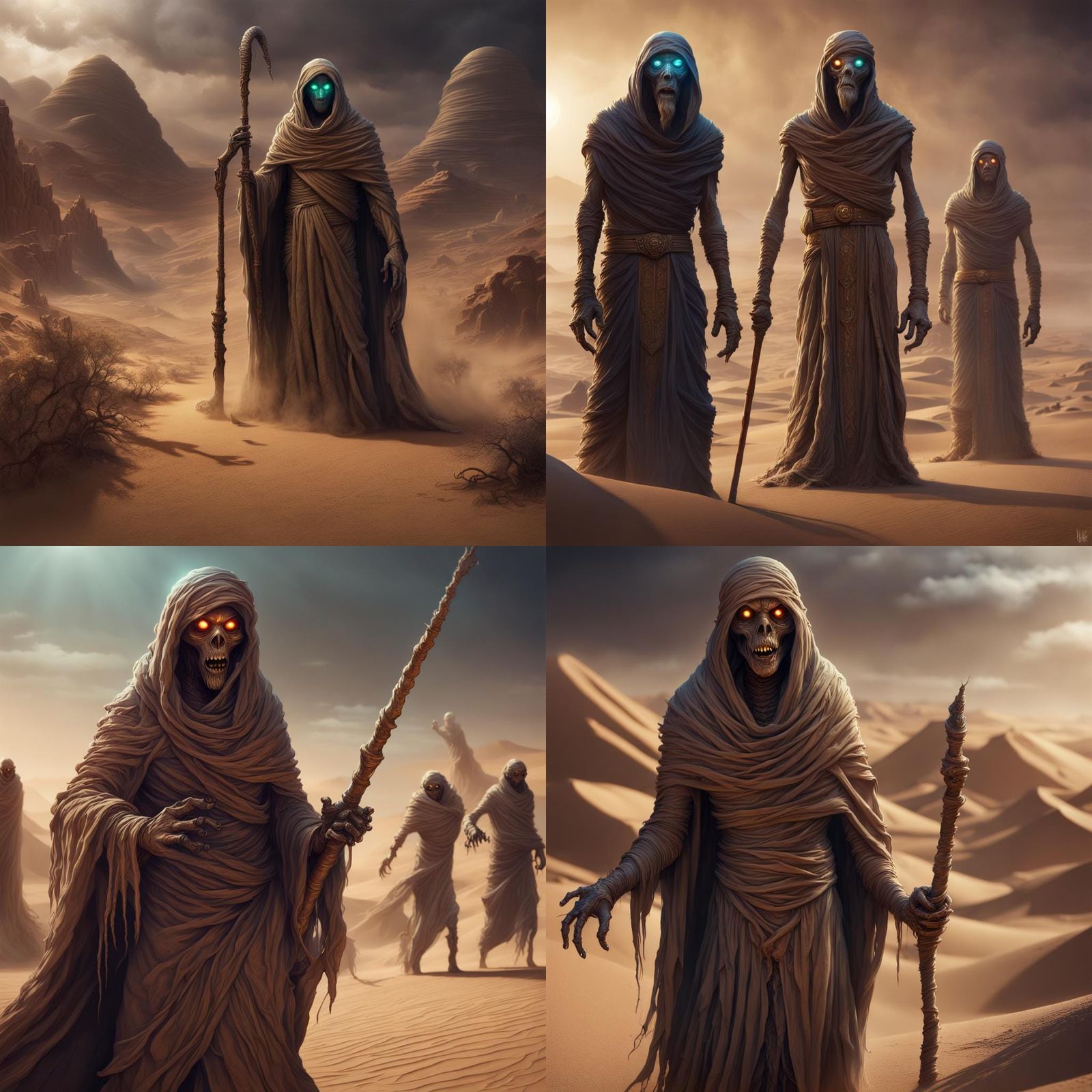 Mummies in Desert Storm: Fantasy Concept Art