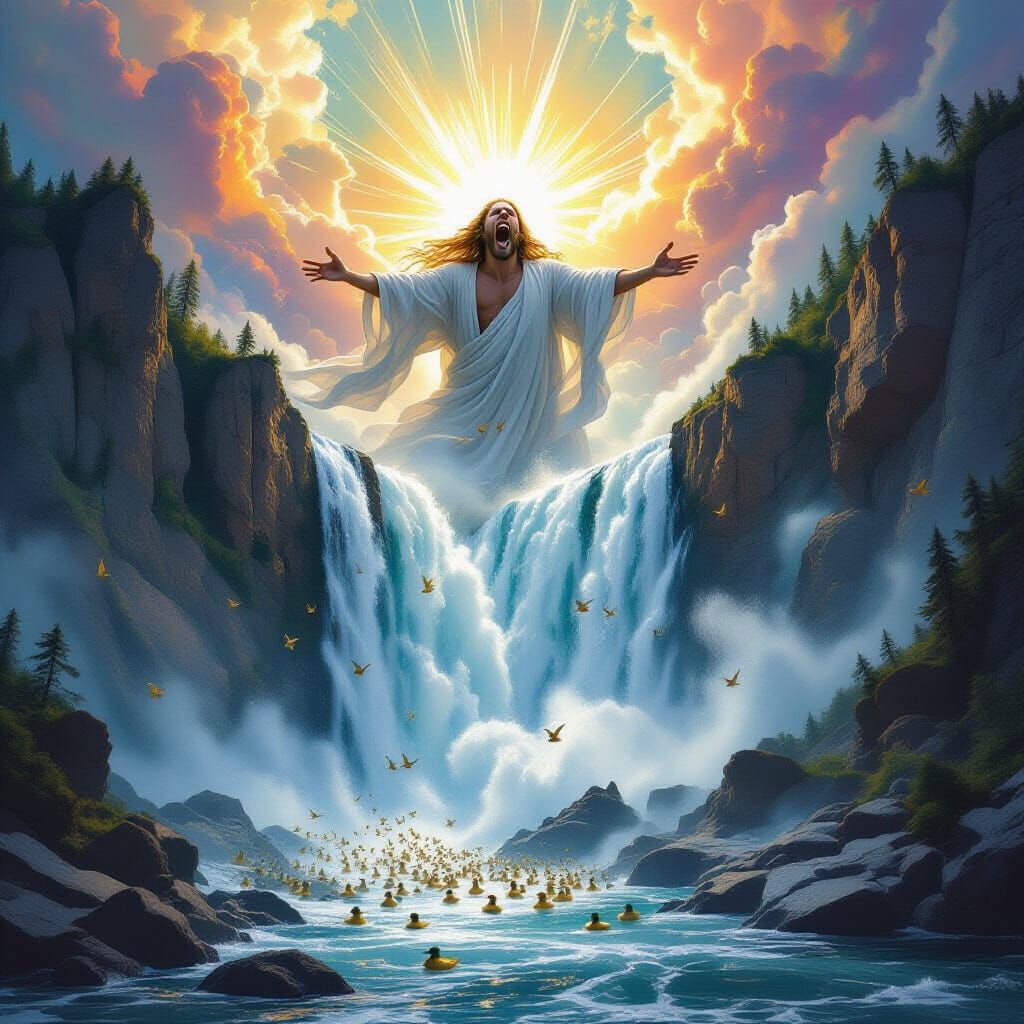 Ethereal God Screams Over Duck-Filled Waterfall in Montana