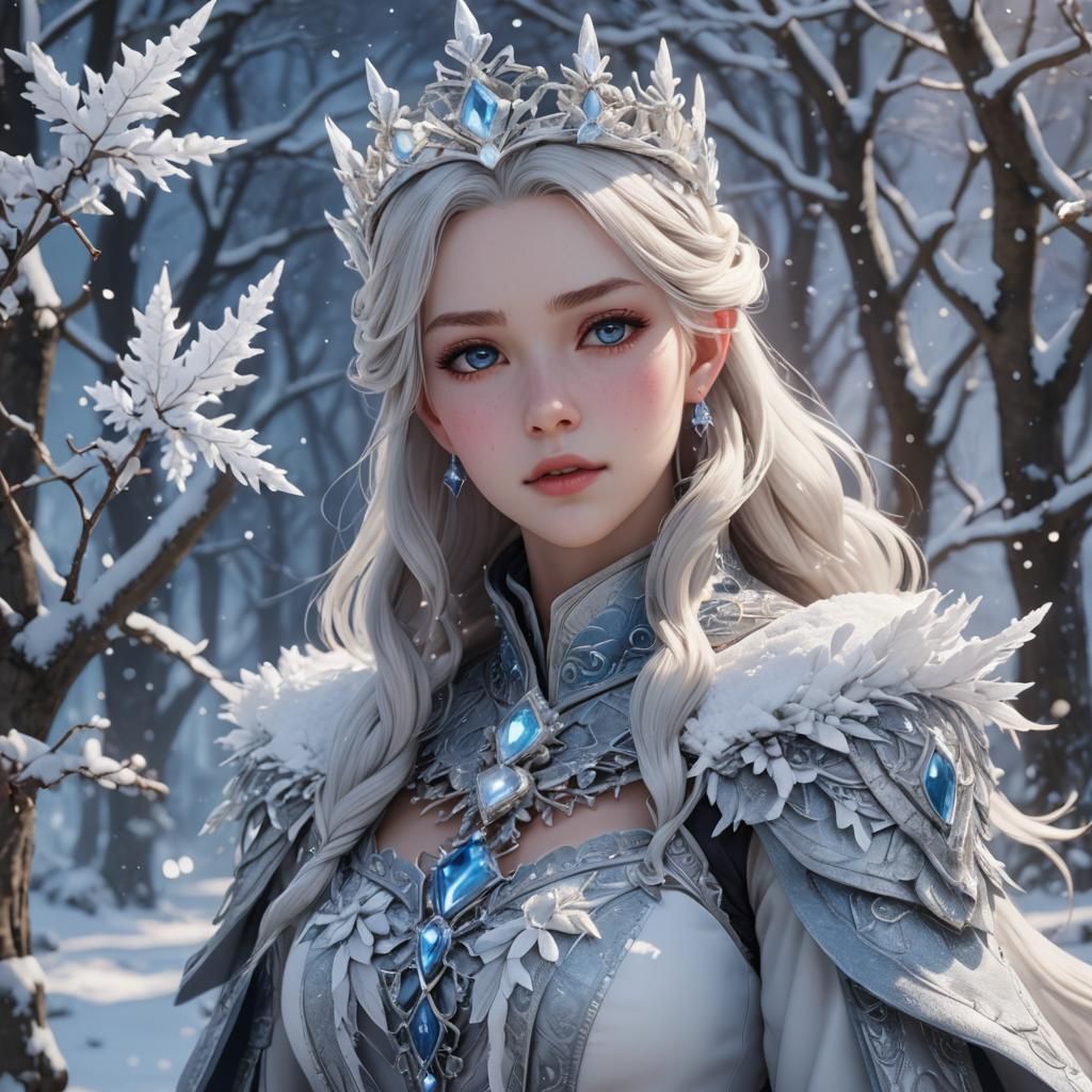 Anime Snow Queen in 3D Aesthetic Art
