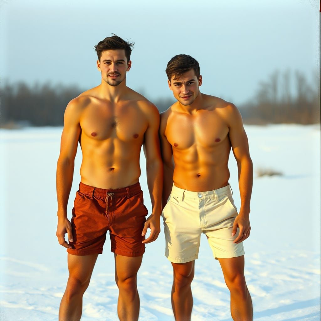 Chiseled Gay Men Stand Proud in Wintry Shorts
