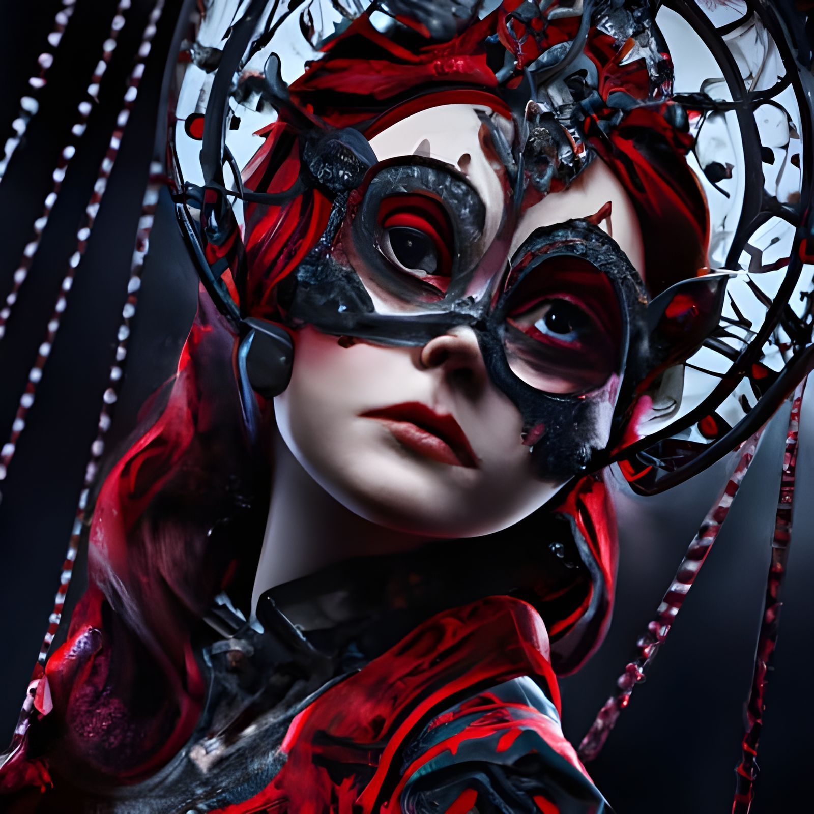 Gothic Jeweled Queen Portrait in Art Nouveau Style