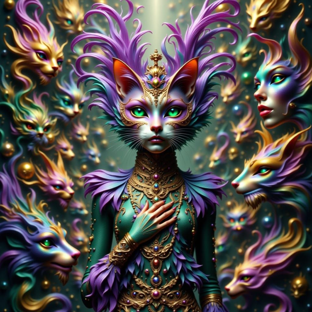 Mardi Gras Cat ~Surrealistic