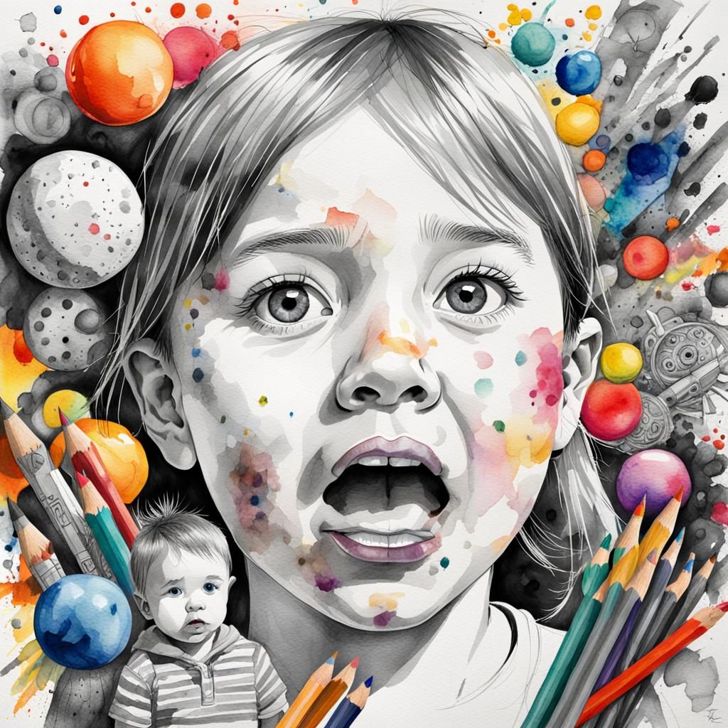 Toddler's Choice: Expressive Portrait in Watercolor Pencil S...