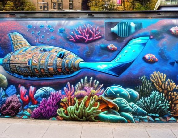 Underwater Submarine Garden Graffiti Street Art