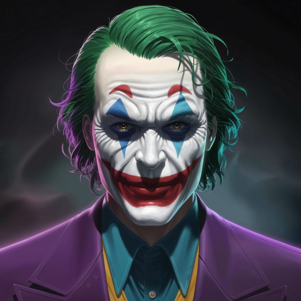Psychedelic Joker in Hyperdetailed Neon Style