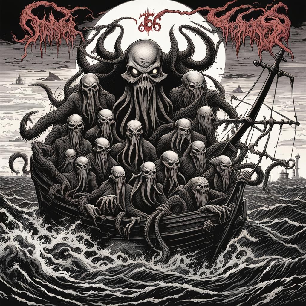 Cthulhu Death Metal Album Cover in 80s Comic Style
