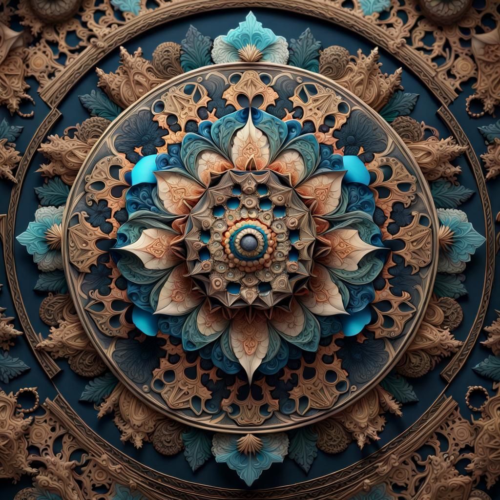 Detailed Mandala with Fractal Tessellation Patterns