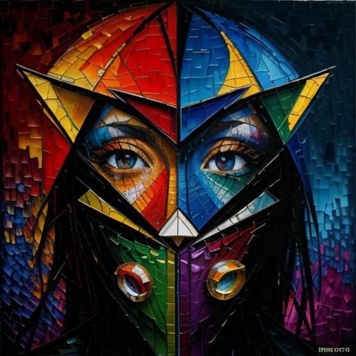 Abstract Mosaic Patchwork in Expressionist Style