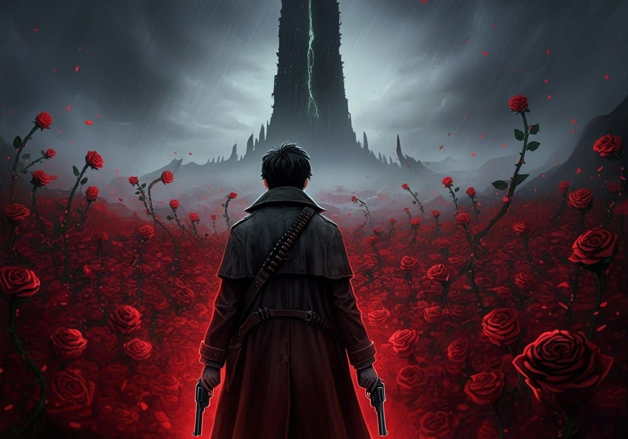 Gunslinger Roland Deschain at the Dark Tower