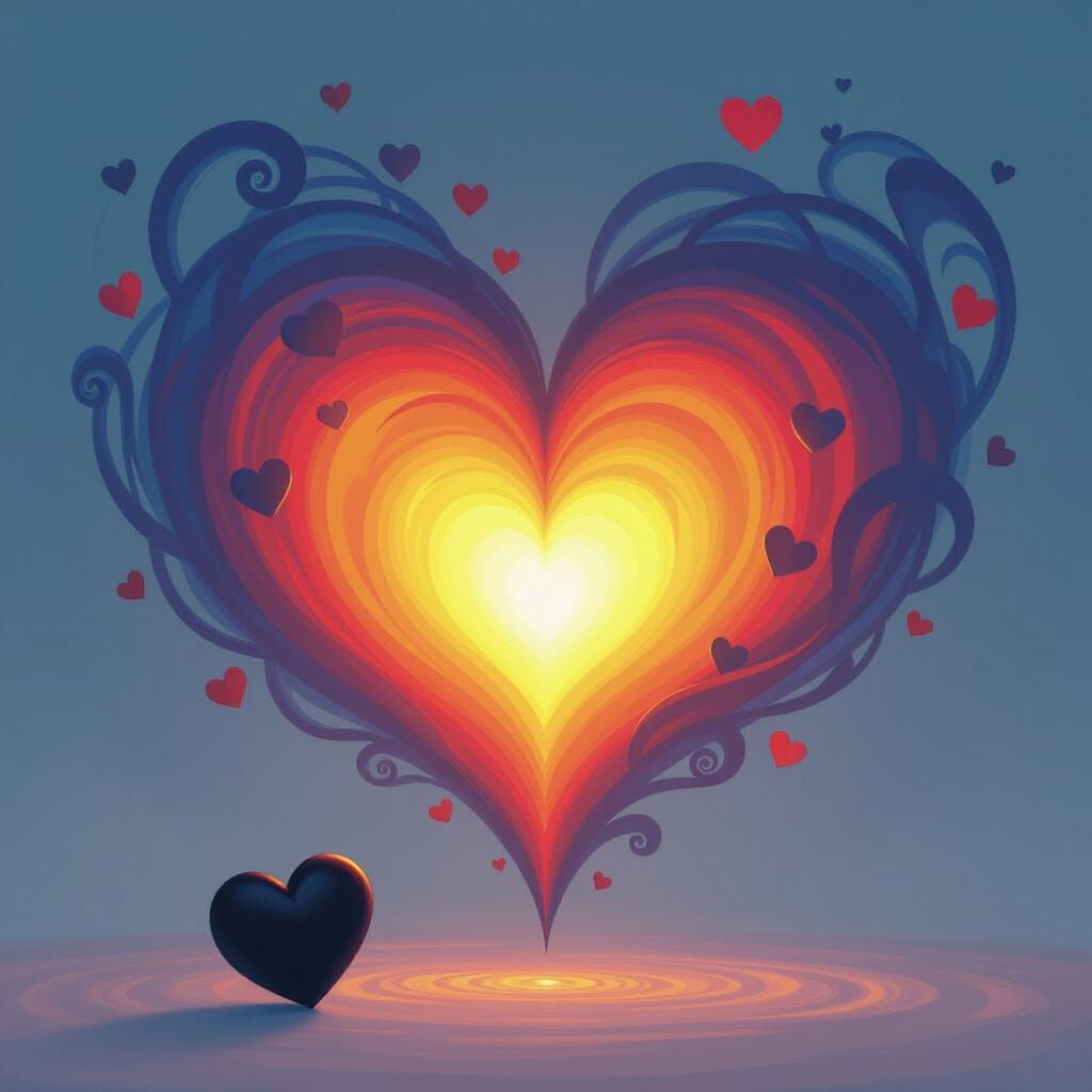 Radiant Golden Heart Transformation in Dreamlike Style