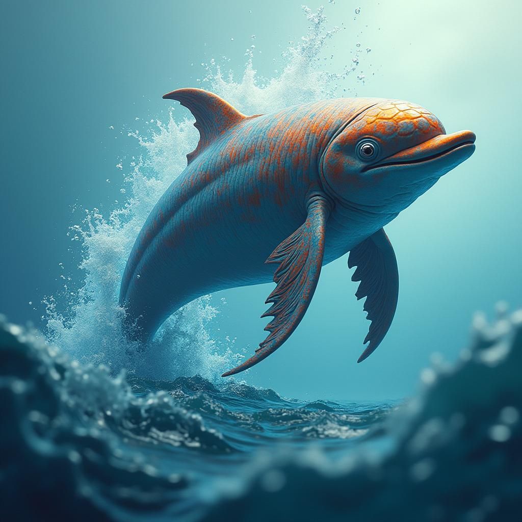 Iridescent Dolphin-Fish Hybrid in Detailed Matte Painting