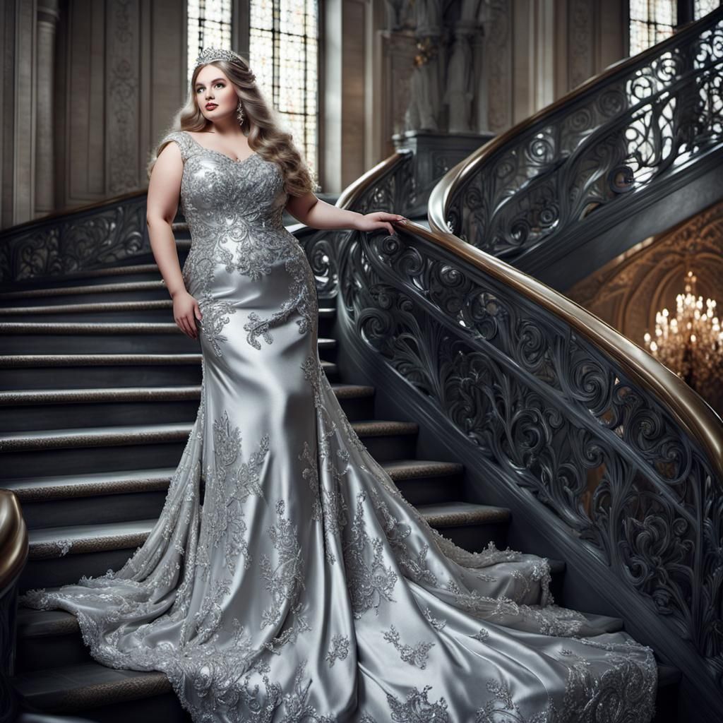 Elegant Princess with Silver Gown and Filigree