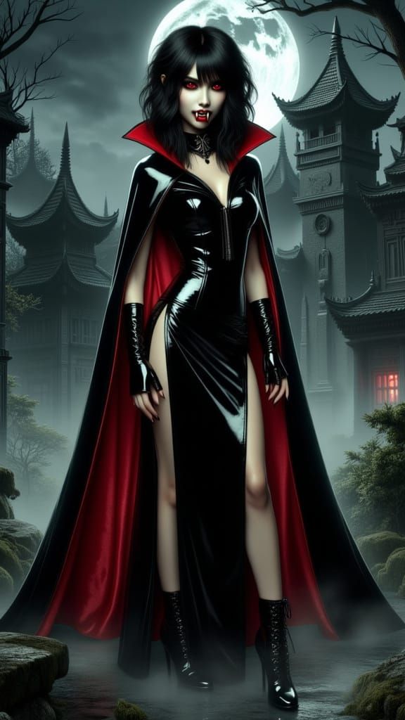 Vietnamese Gothic Vampire in Hyperrealistic Style