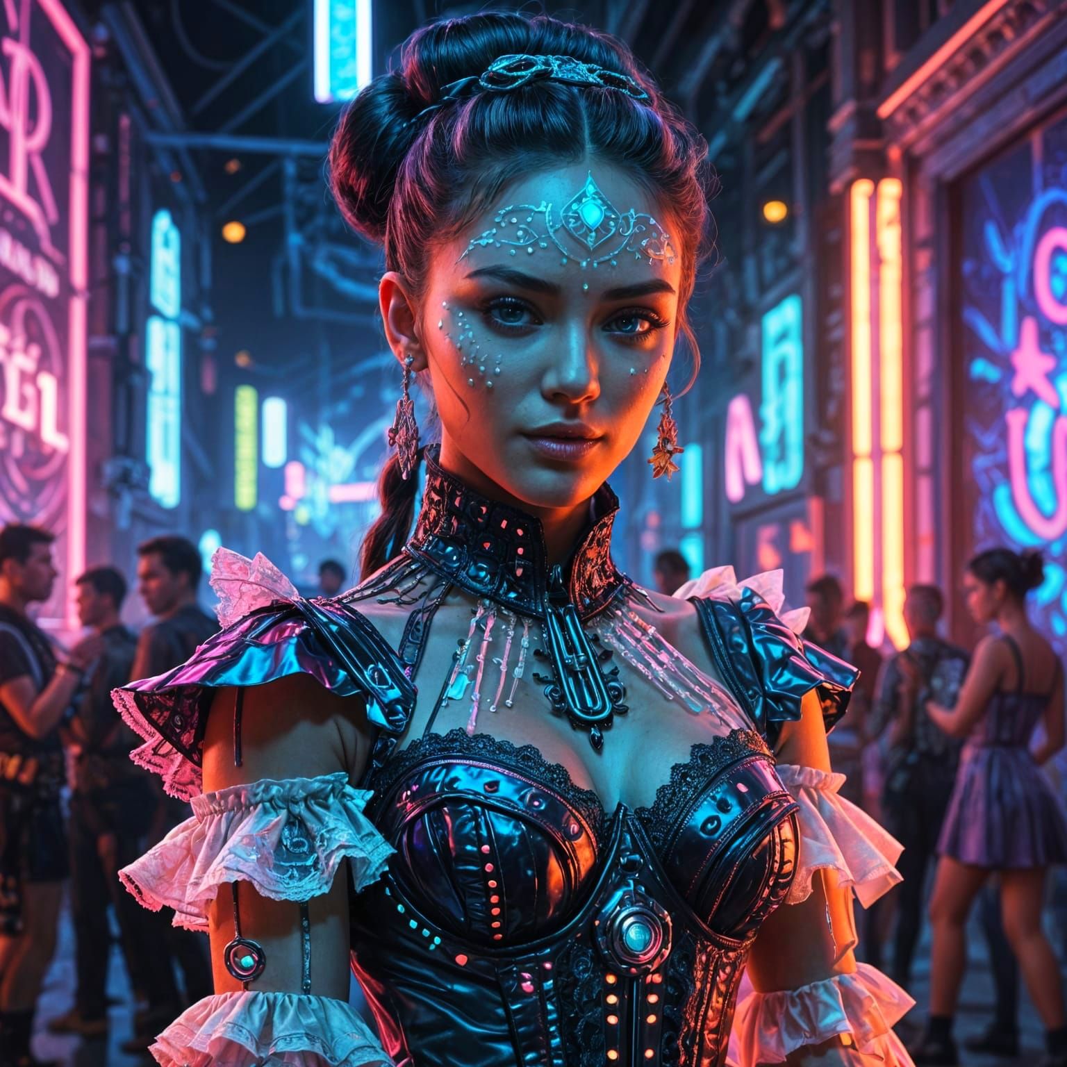 Cyberpunk Southern Belle at Futuristic Rave