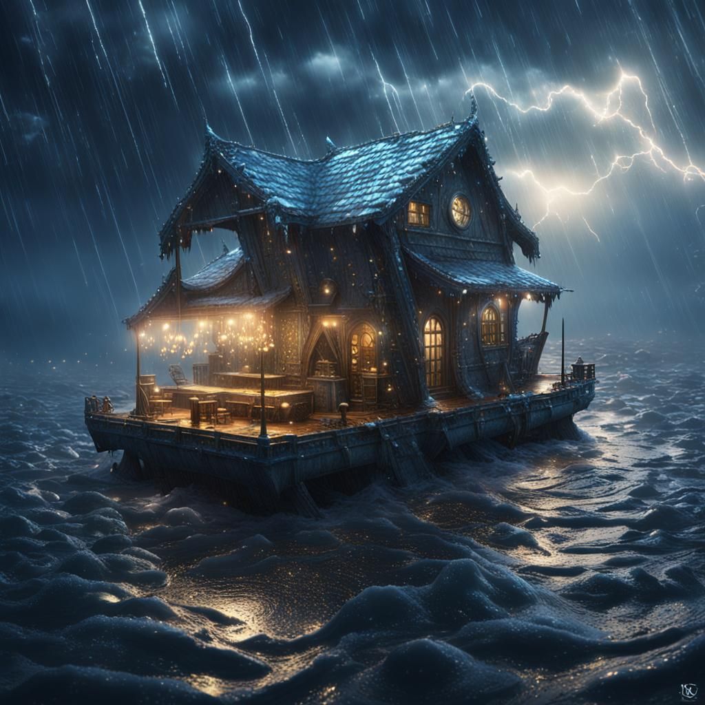 Stormy Ocean Raft Ride: Fantasy Concept Art