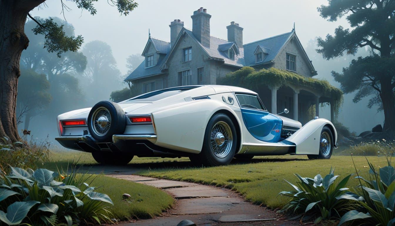 Polar White Pierce-Arrow in Bauhaus Style