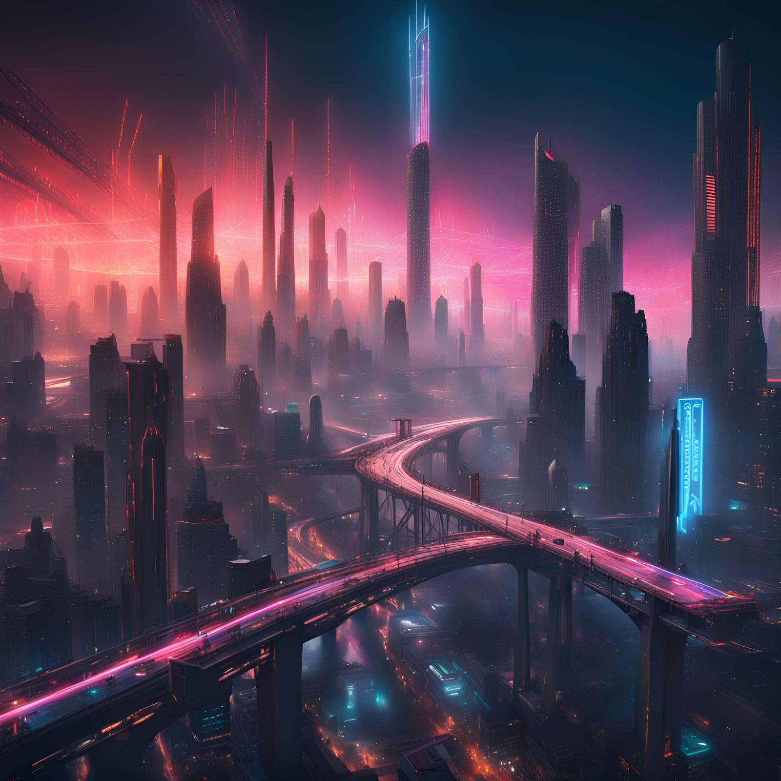 Futuristic Intergalactic City with Sci-Fi Bridges
