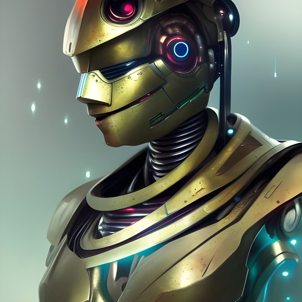 Wabi-Sabi Metal Robot Portrait in 8K