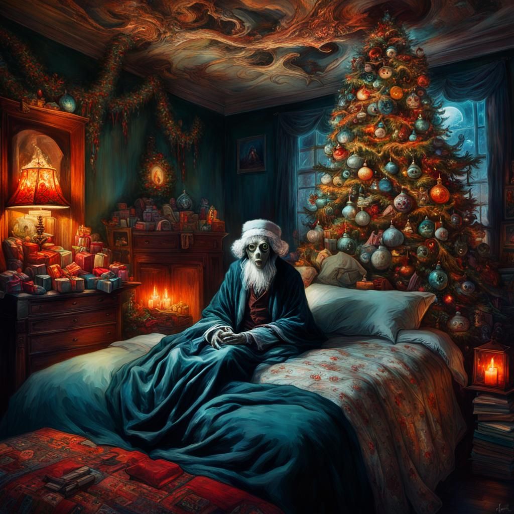 Scary Scrooge Christmas Ghost Portrait in Fantasycore Style