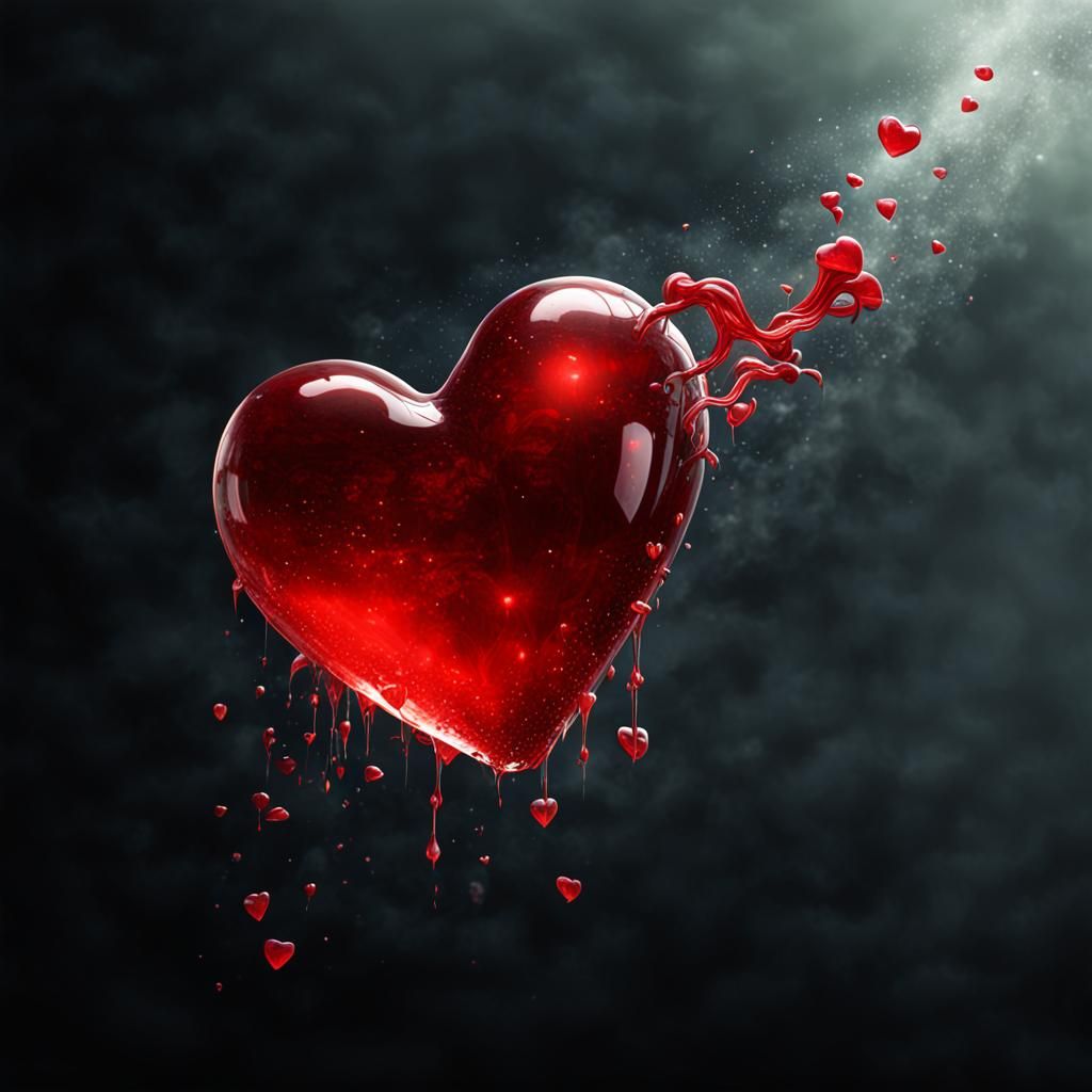 Dramatic Red Jelly Heart in Dark Fantasy Art
