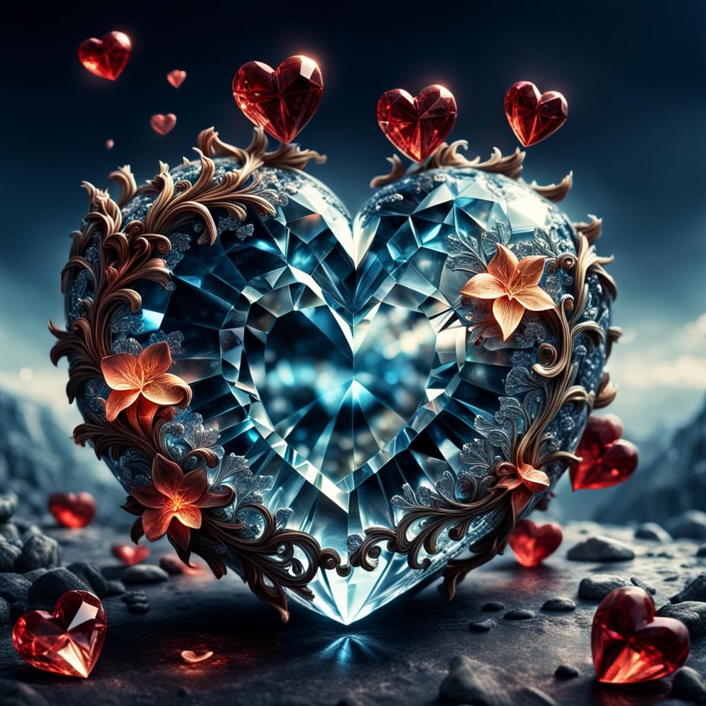 Hyperrealistic Crystal Heart in High Definition