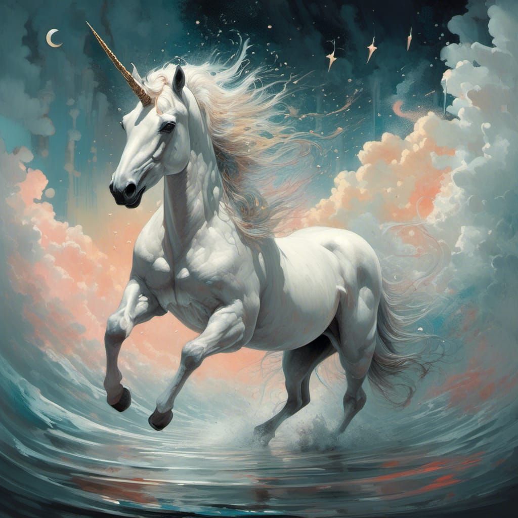 unicorn under the moonlight