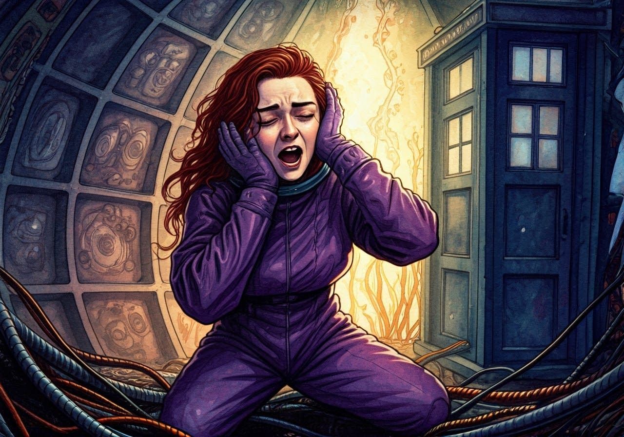 Distressed Space Explorer in a Dazzling Purple Suit