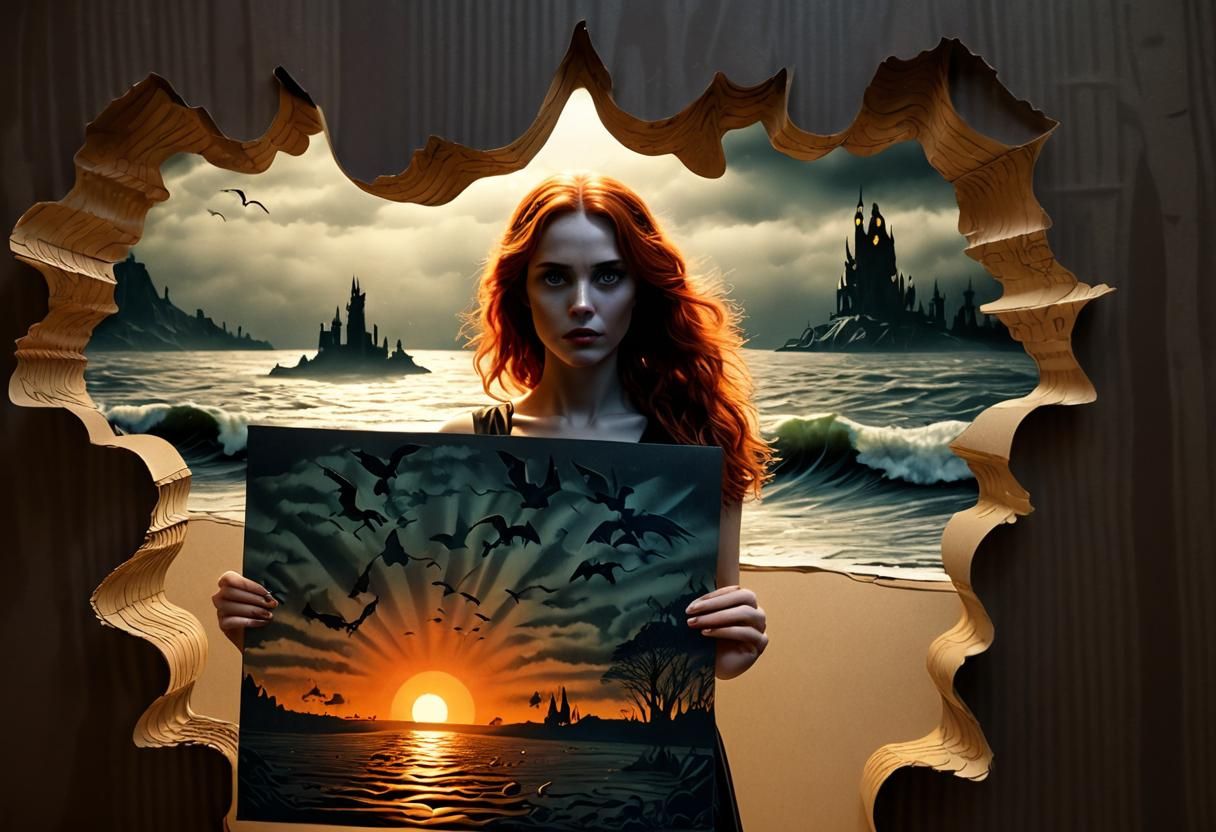 Dark Fantasy Sorceress Rules Mysterious Realm in Film Noir S...