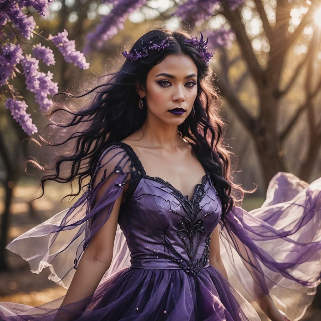 Ethereal Fantasy Portrait of Woman with Raven Wings