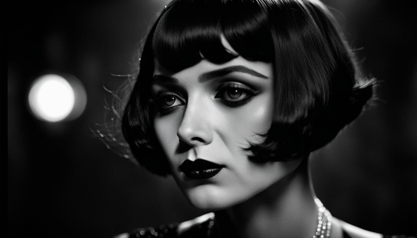 Flapper Starlet in 1920s Silent Film Style