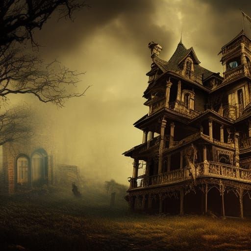 Dramatic Haunted House Digital Matte Painting