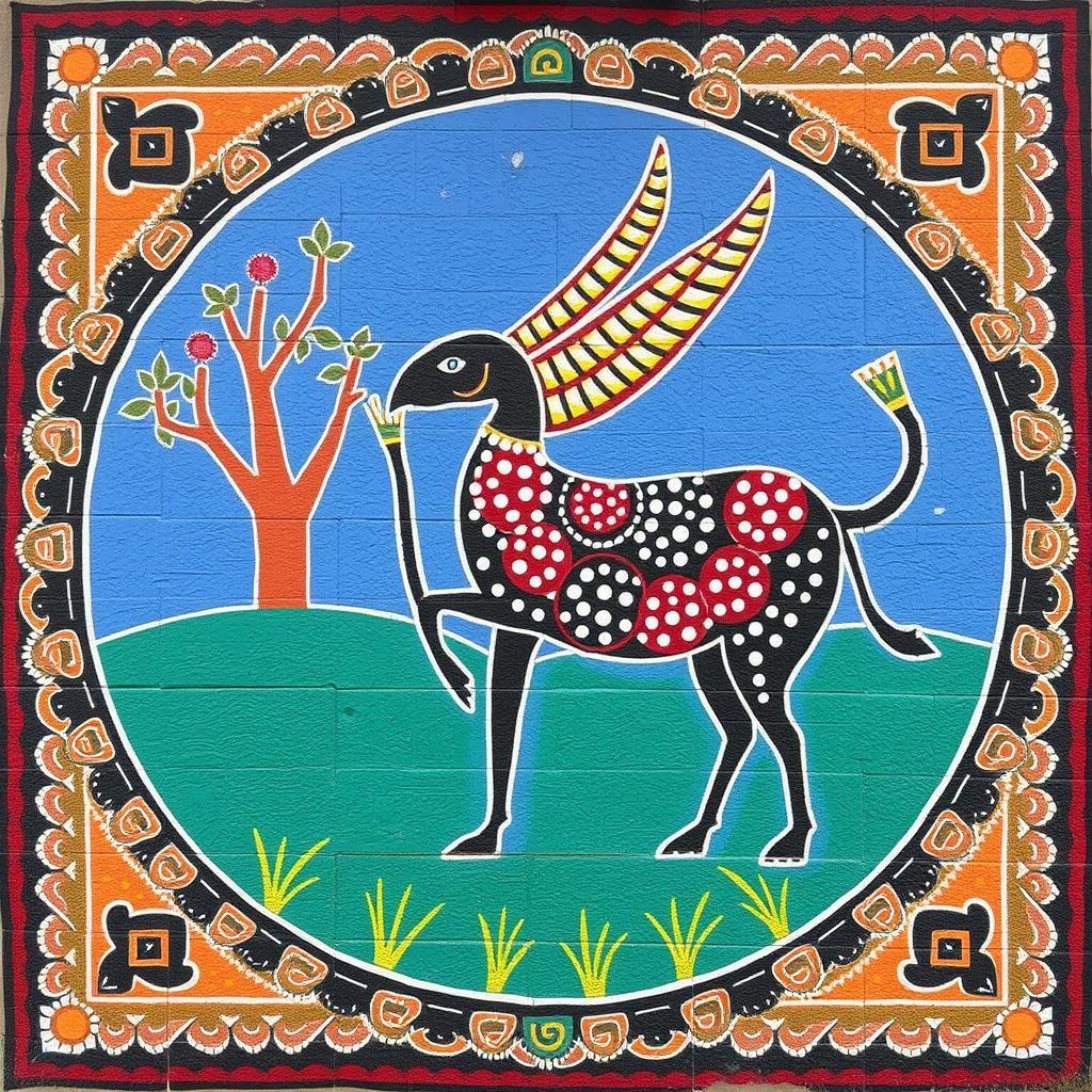 Colorful Ndebele Mural Painting