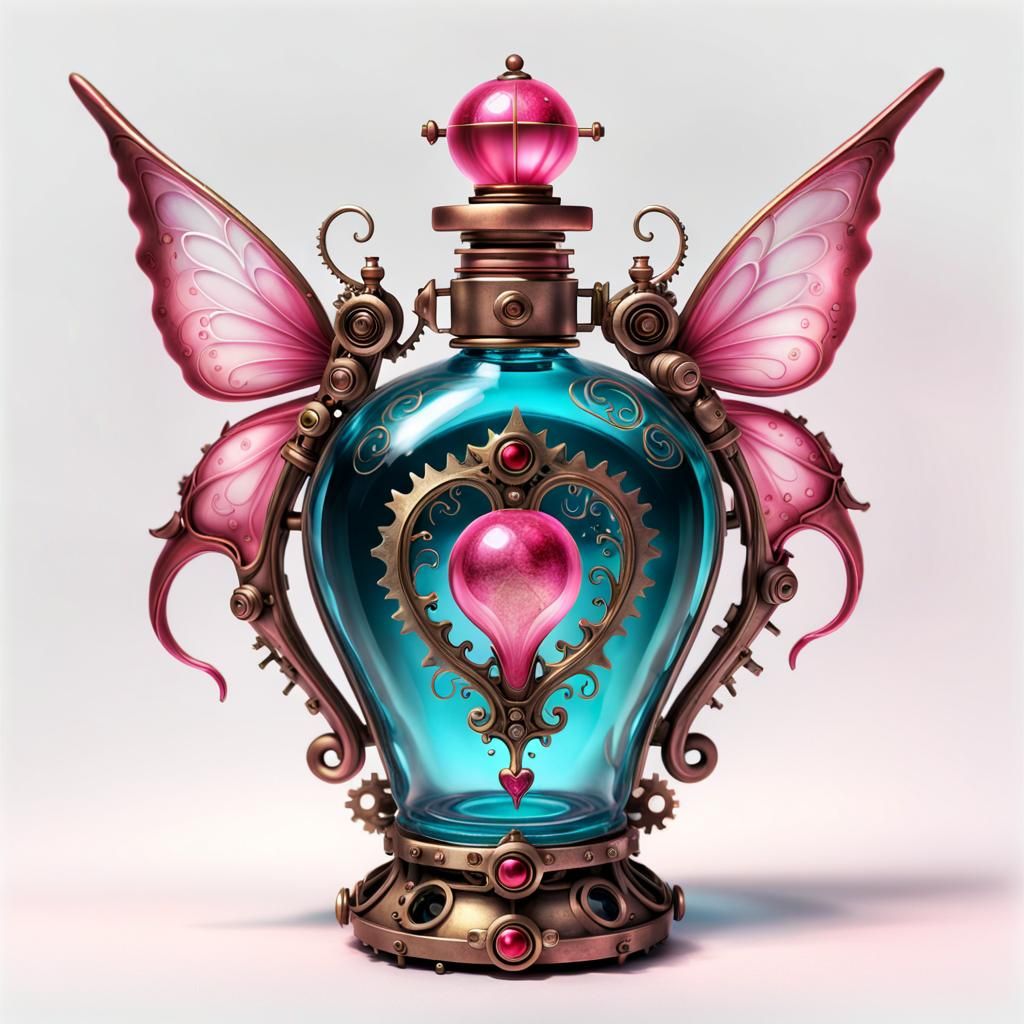 Steampunk Fairy Perfume Bottle in Digital Oil Painting