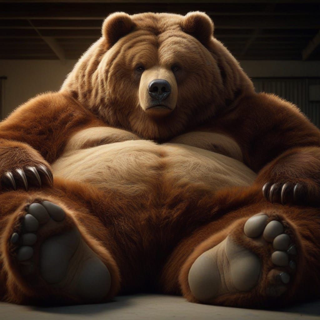 A Majestic Anime-Style Kodiak Bear at Rest