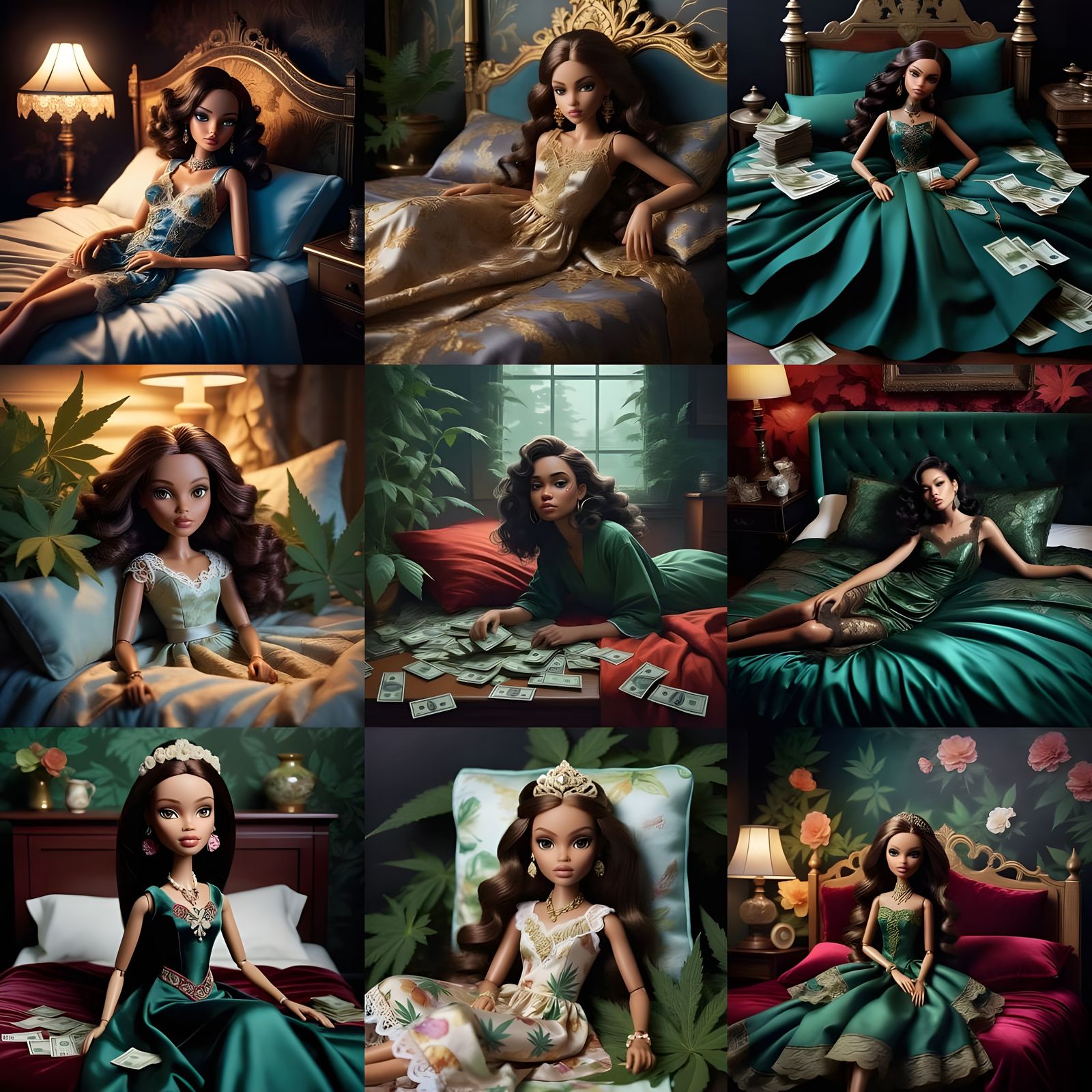 A Bratz doll with light tan skin, brown eyes, high cheek bon...