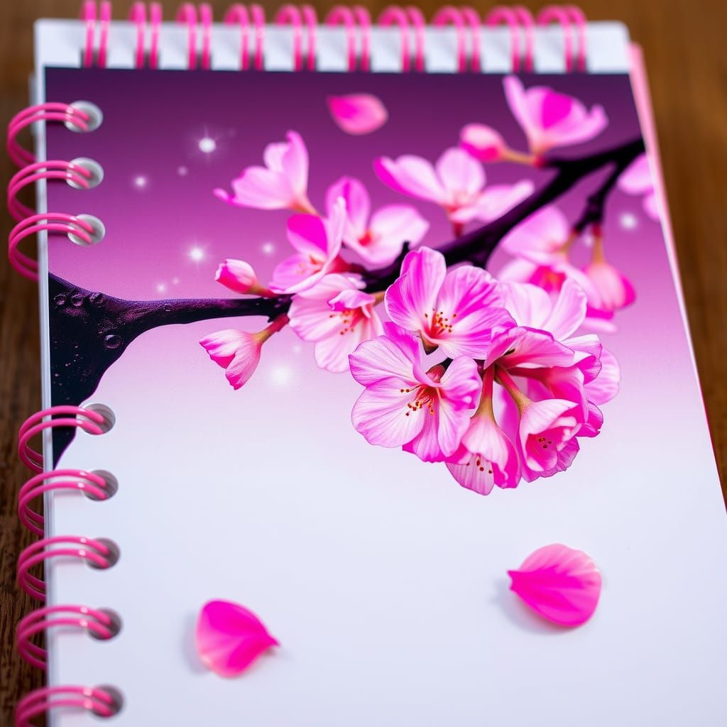 Cherry Blossom Notebook in Hyperrealistic Style