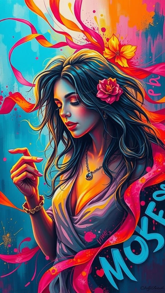 Vibrant Poet's Soul in Polychromatic Street Art