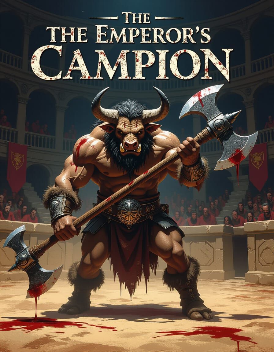 Minotaur with Bloodied Axe in Coliseum Arena