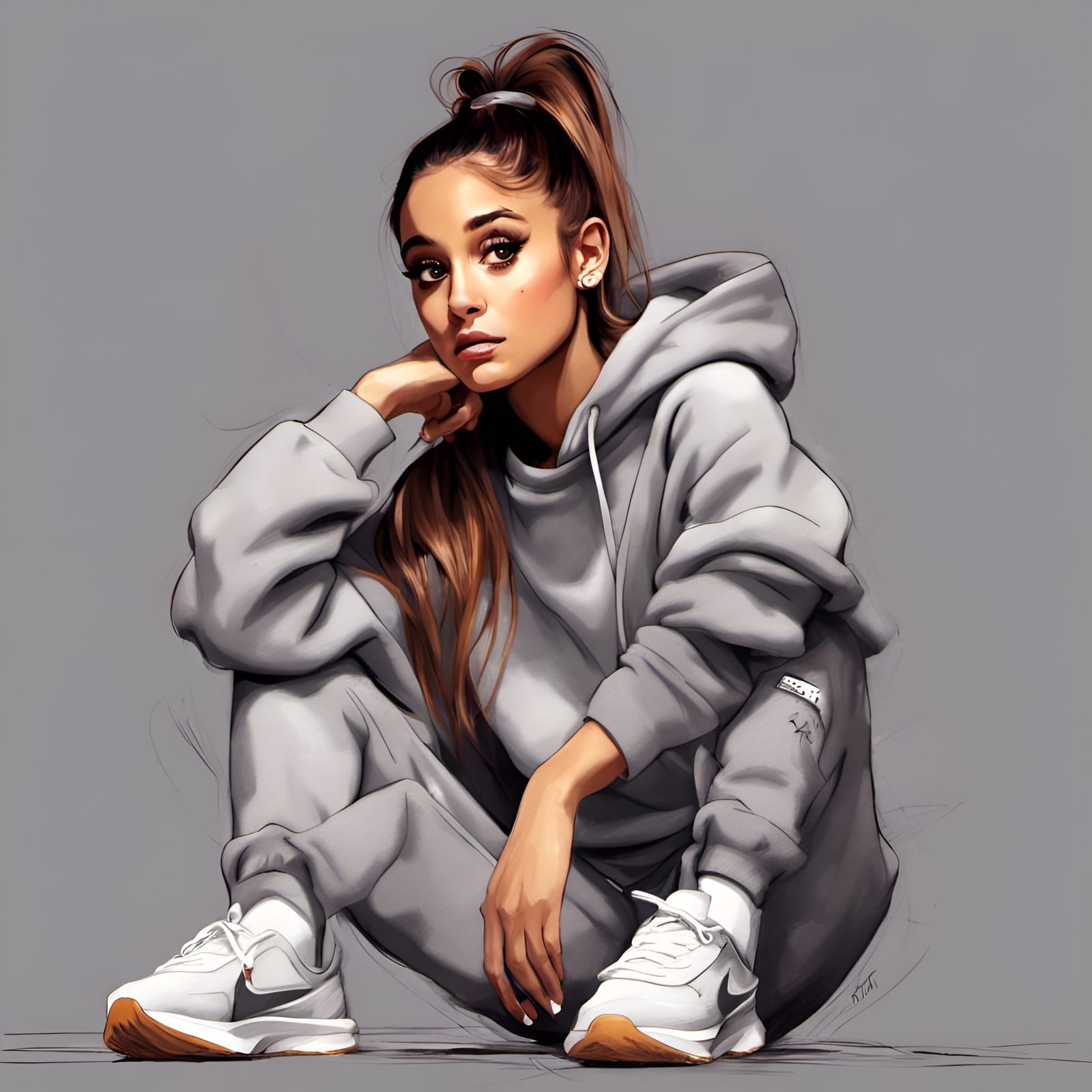 Ariana Grande Portrait in Digital Illustration Style