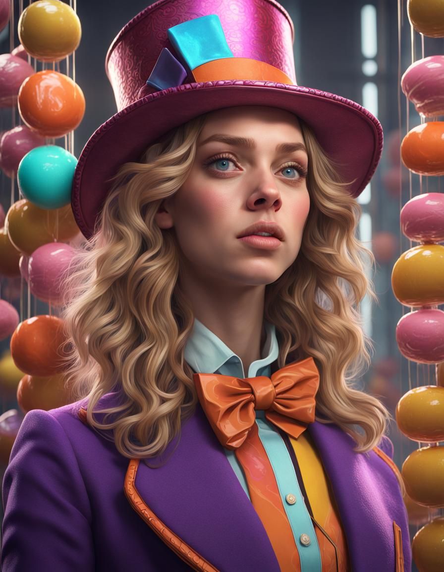 Female Character in Candy Factory: Digital Art
