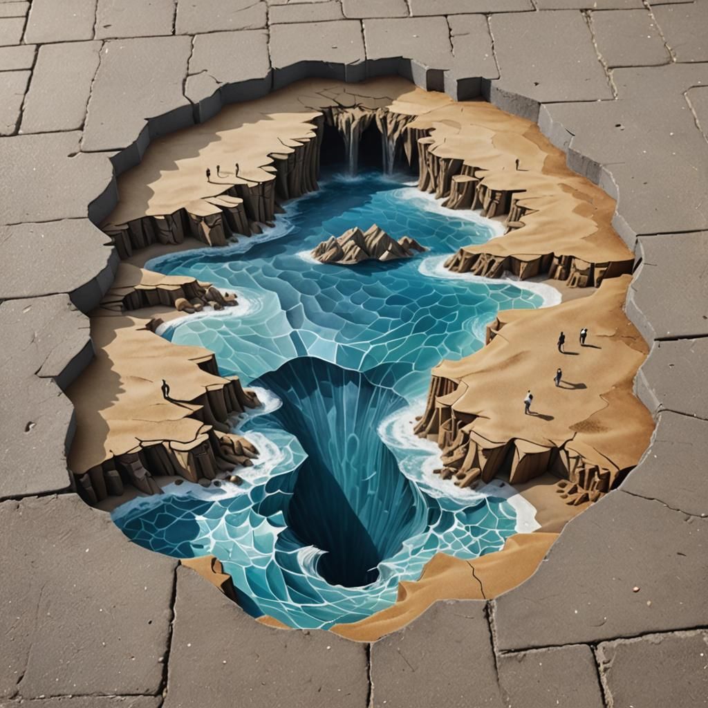 3D Chalk Art Ocean Landscape Optical Illusion