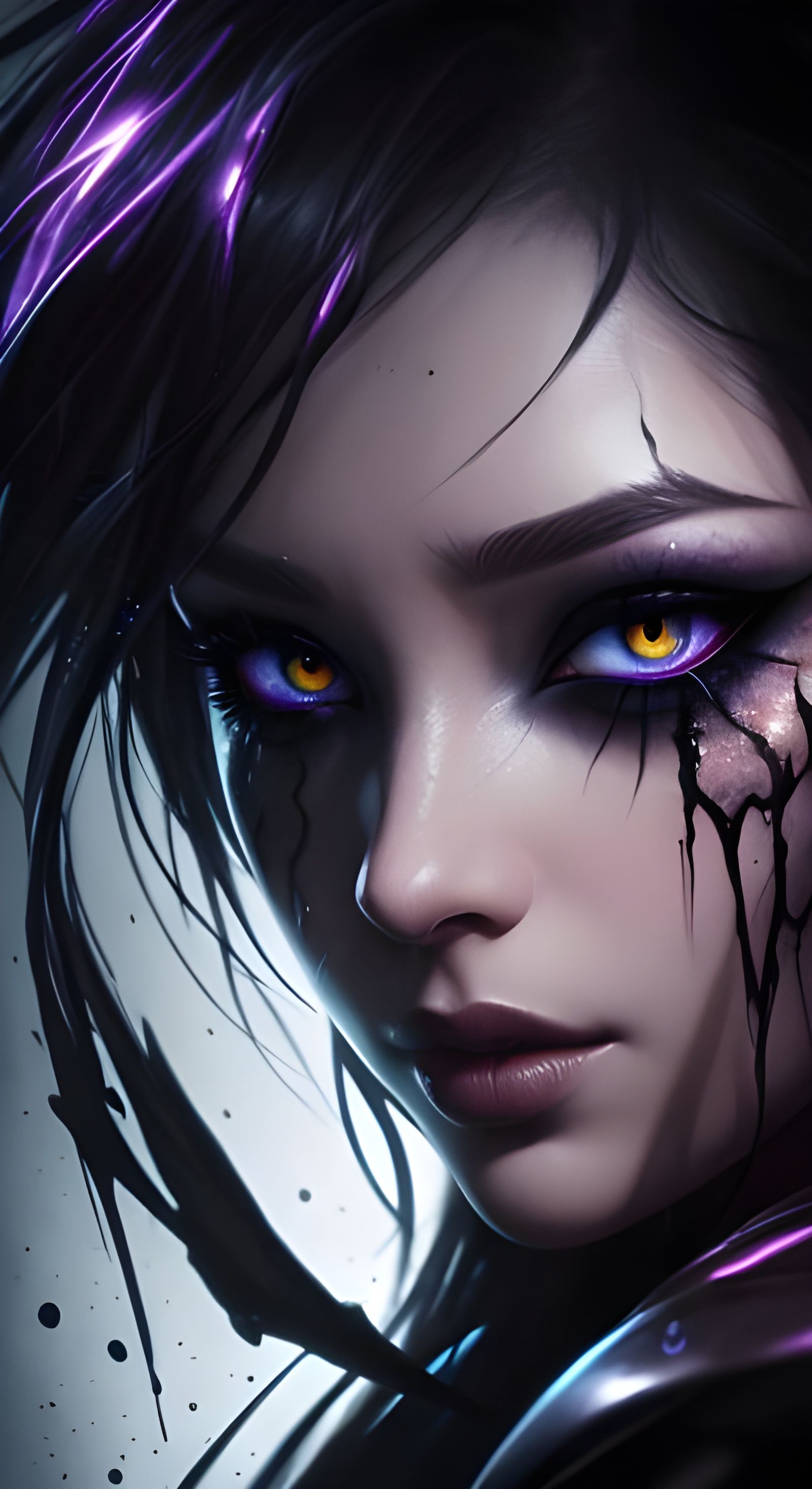 Dramatic Eye Makeup in Hyperrealistic Splash Art