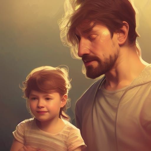 Family Portrait in Style of Artgerm and Mucha