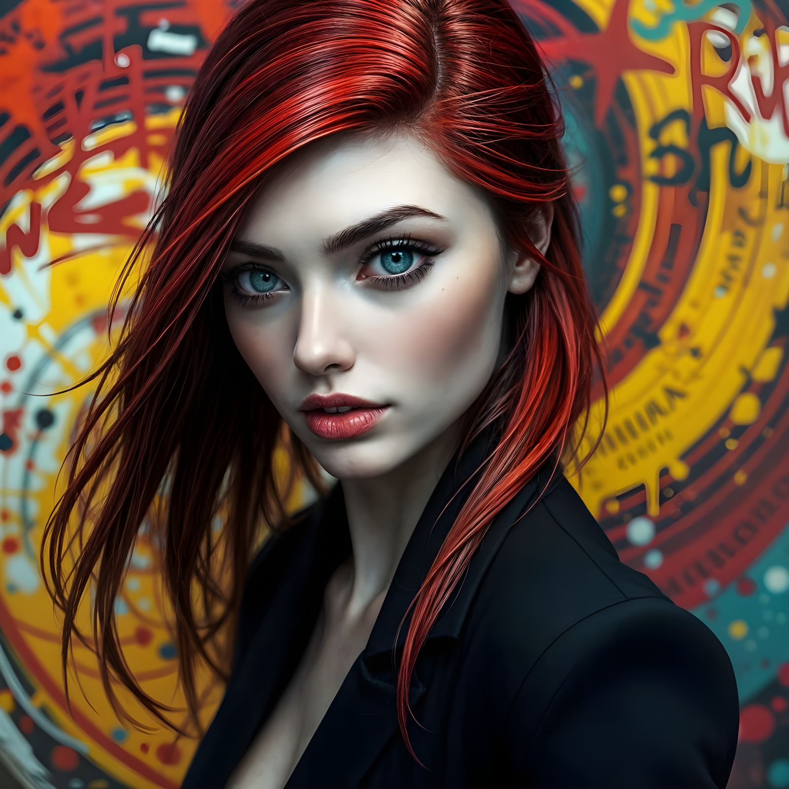 Elegant Woman in Black Blazer, Hyperrealistic Portrait with ...