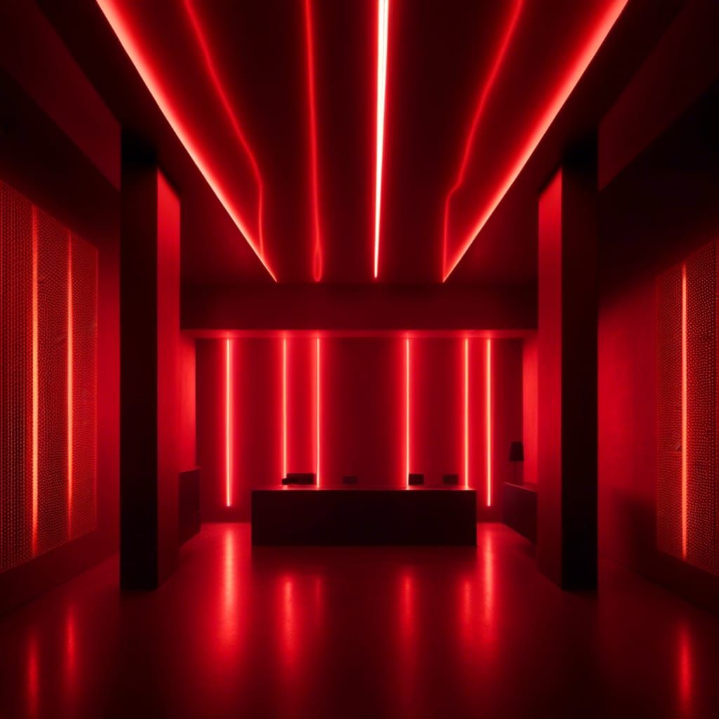 Brutalist Architecture in Red Lighting