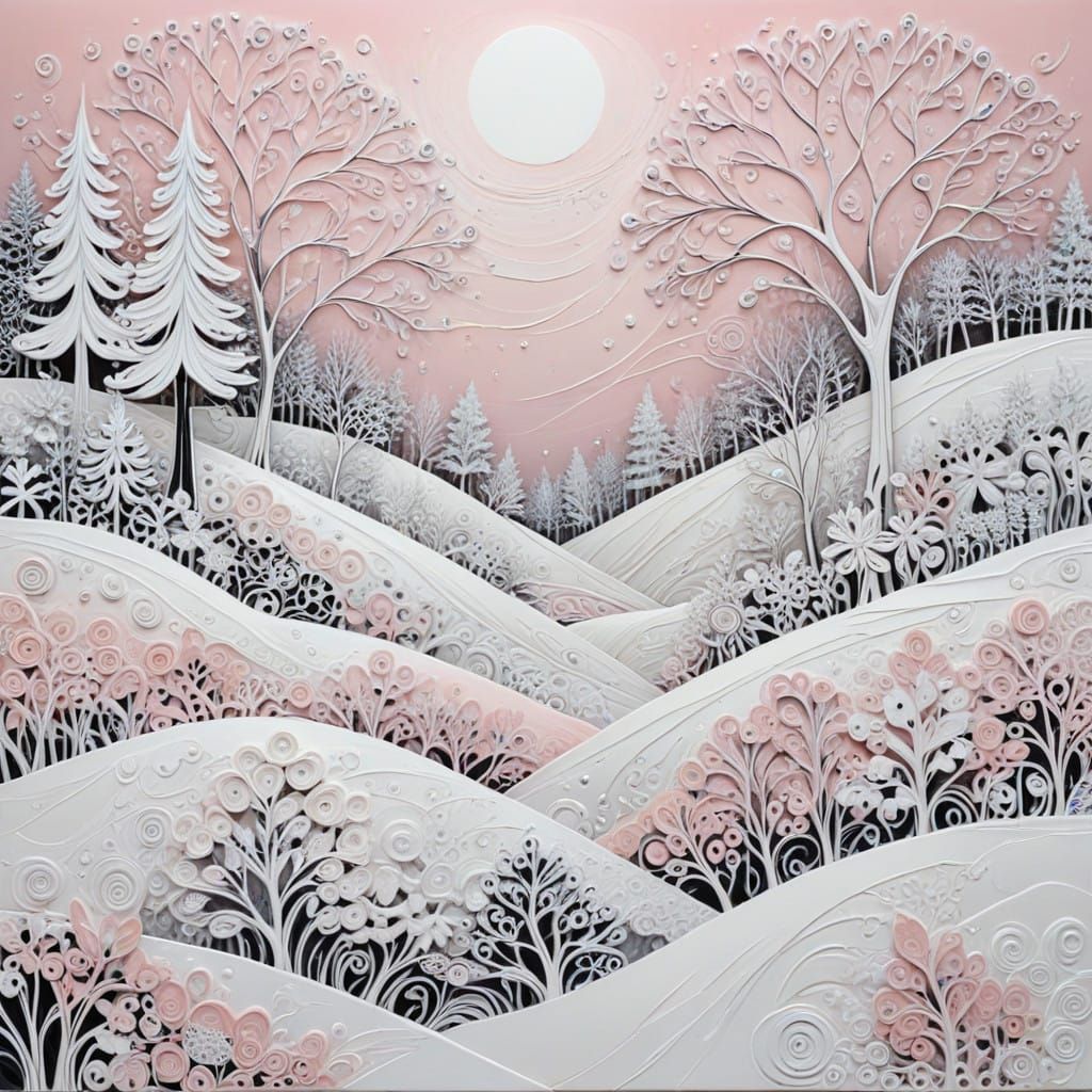 Winter Zentangle in Abstract Art Style