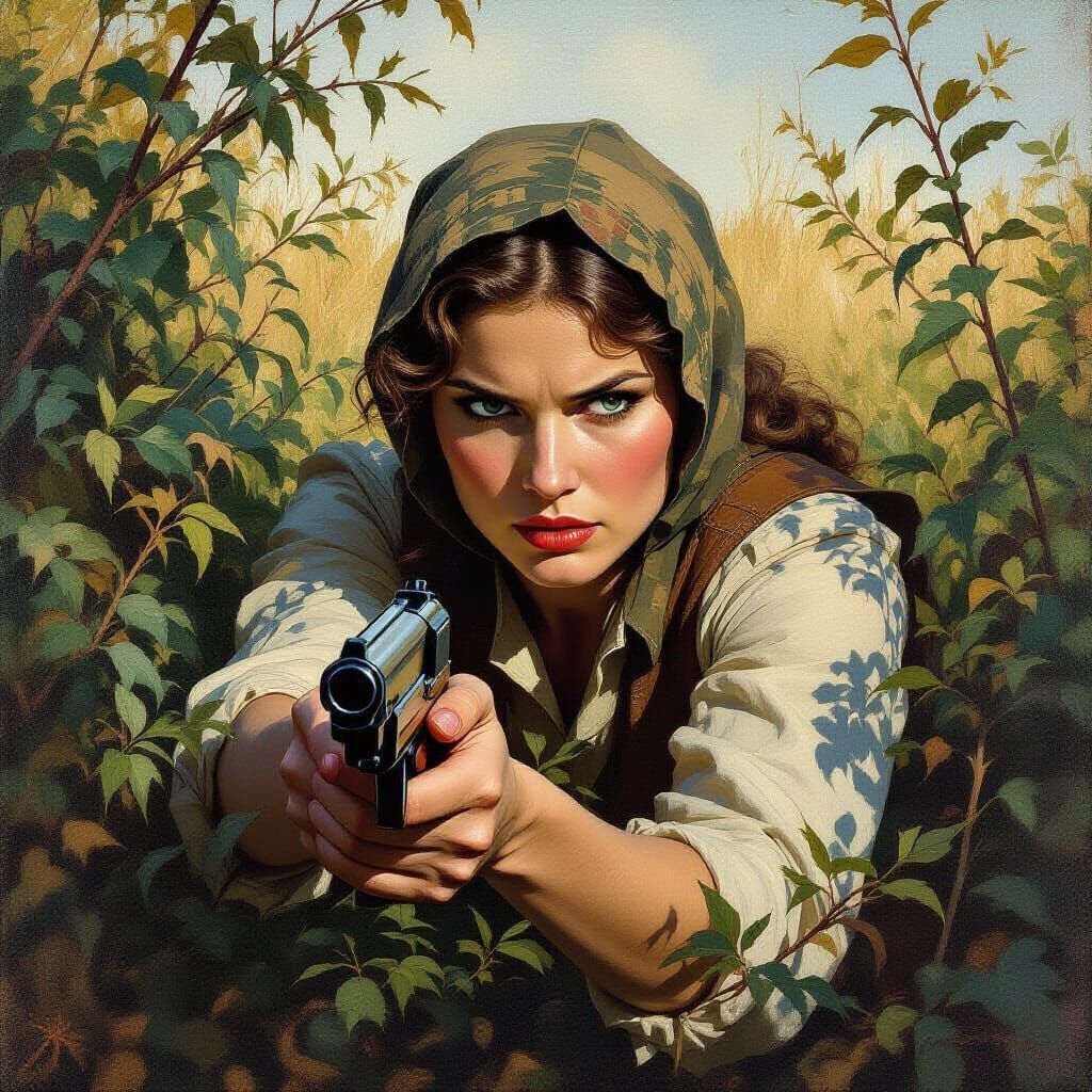 Eastern European Woman Hiding in Bushes, 1933