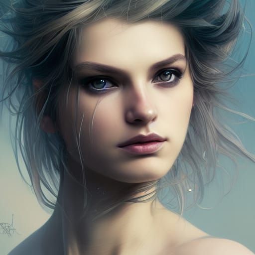 Punk Rock Princess Portrait in Art Nouveau Style